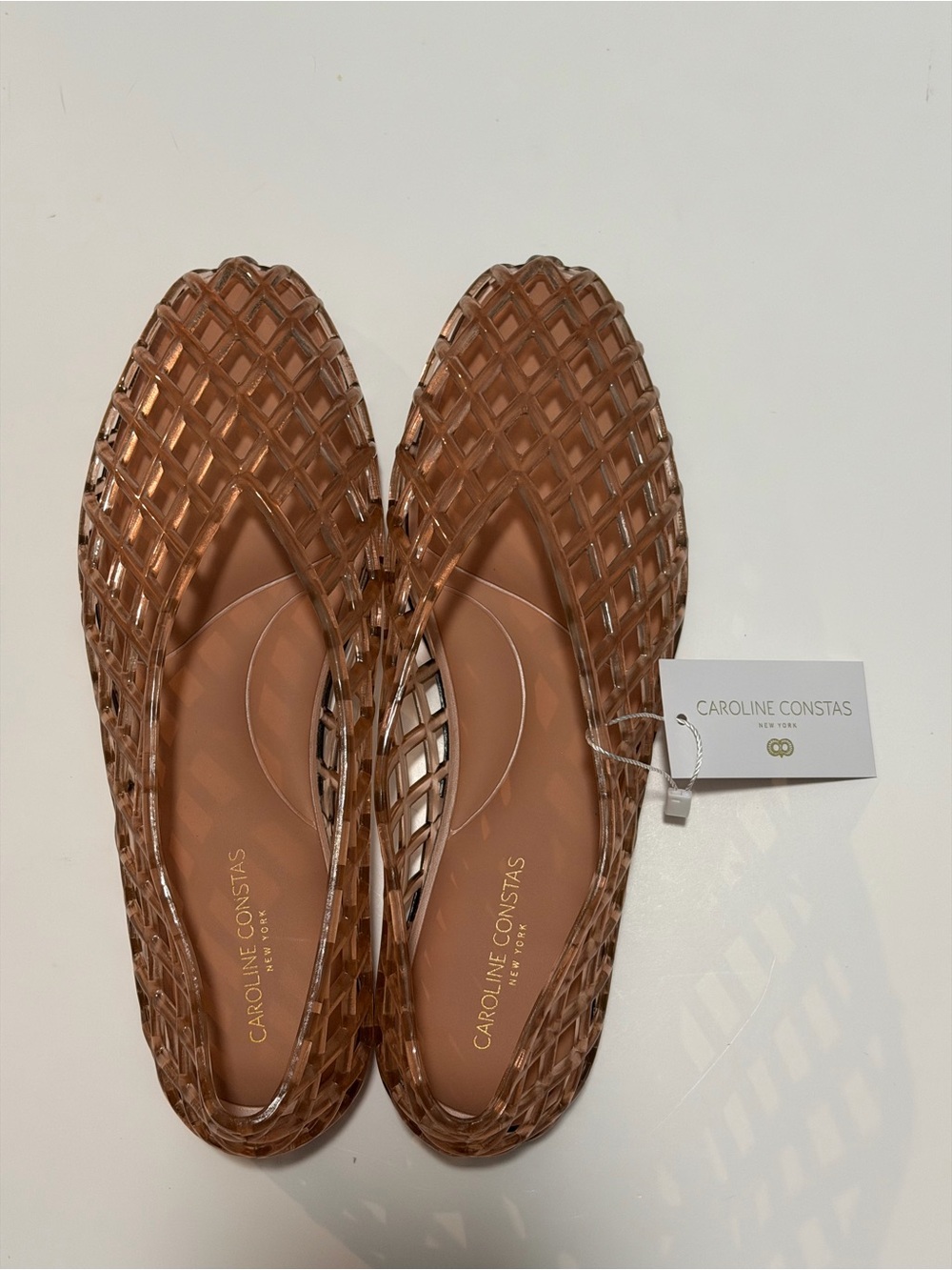 Caroline Constas Metallic Rose Jelly Lattice Flats